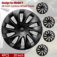 4PCS 20Inch Matte Black Cyclone Wheel Hub Cap Automobile Wheel Hub Fully Wrap Rim Cover Replacement for Tesla Model Y 2020-2024