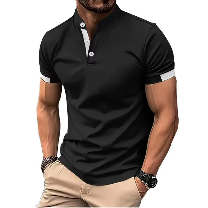 Men\'s Golf Shirt Golf Polo Work Casual Lapel Short Sleeve Basic Modern Color Block Patchwork Spring & Summer Regular Fit