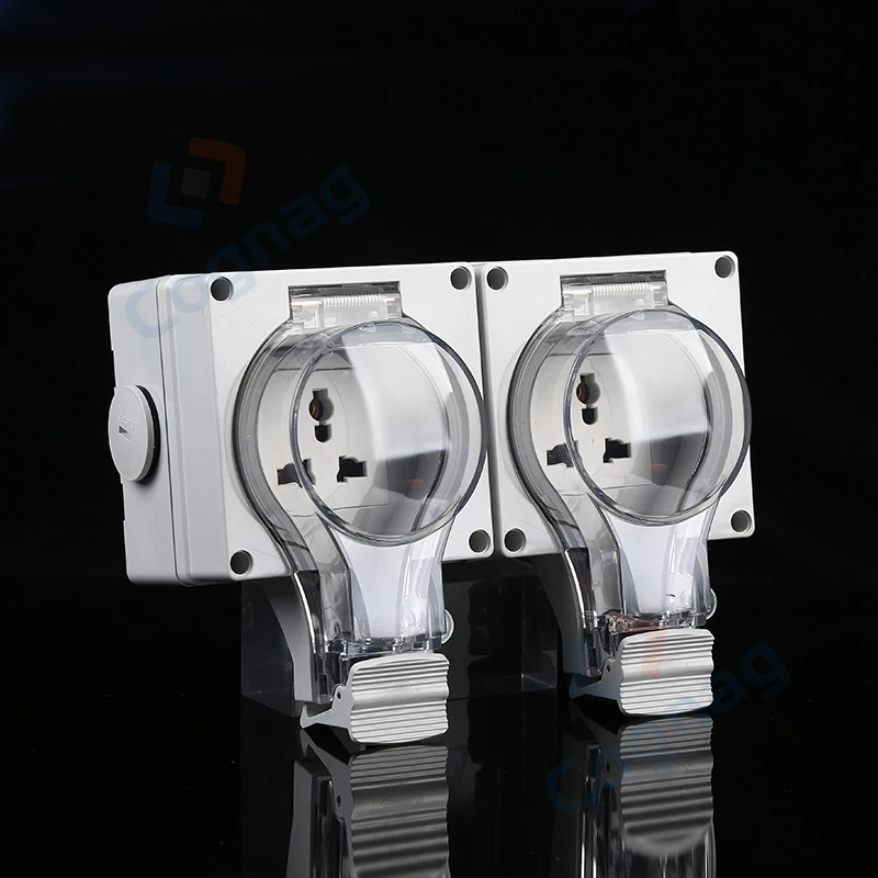 IP66 2 Gang Multi-function Weatherproof Wall Power Socket Outdoor Industrial  Socket N 250V 16Aew Design