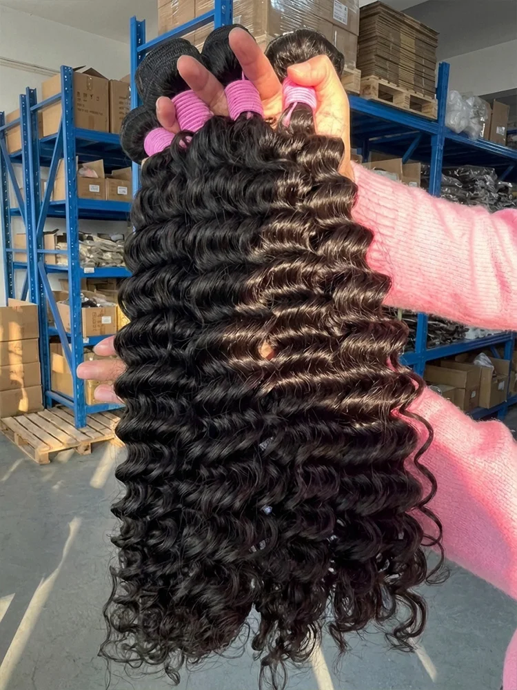 Burmese 15A Raw Deep Wave Human Hair Bundles Top Quality Unprocessed Curly 3 Bundle Deals Natural Black Extensions For Women