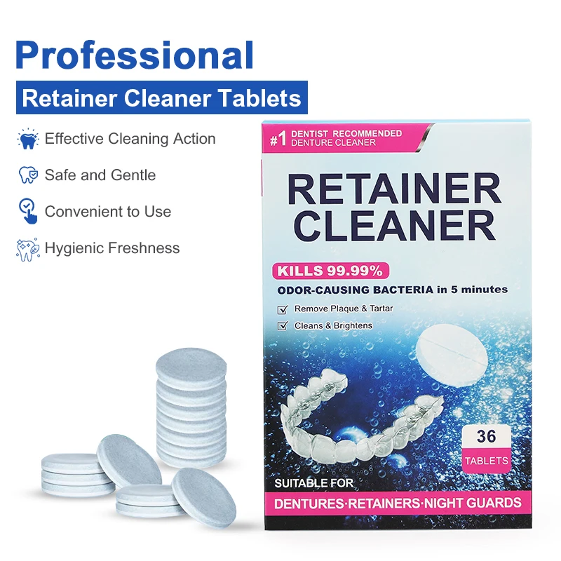 Efferdent Denture& Retainer Cleanser TabletsTravel Size Braces Cleaning Tablets for Sensitive Gums, Stain Removal & Fresh Breath