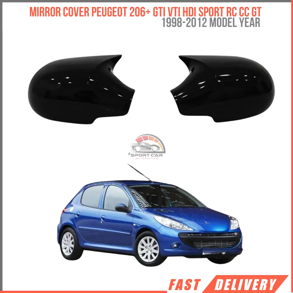 For Mirror cover Peugeot 206 GTI HDI Sport RC CC GT 1998-2012 car accessories piano black affordable high quality