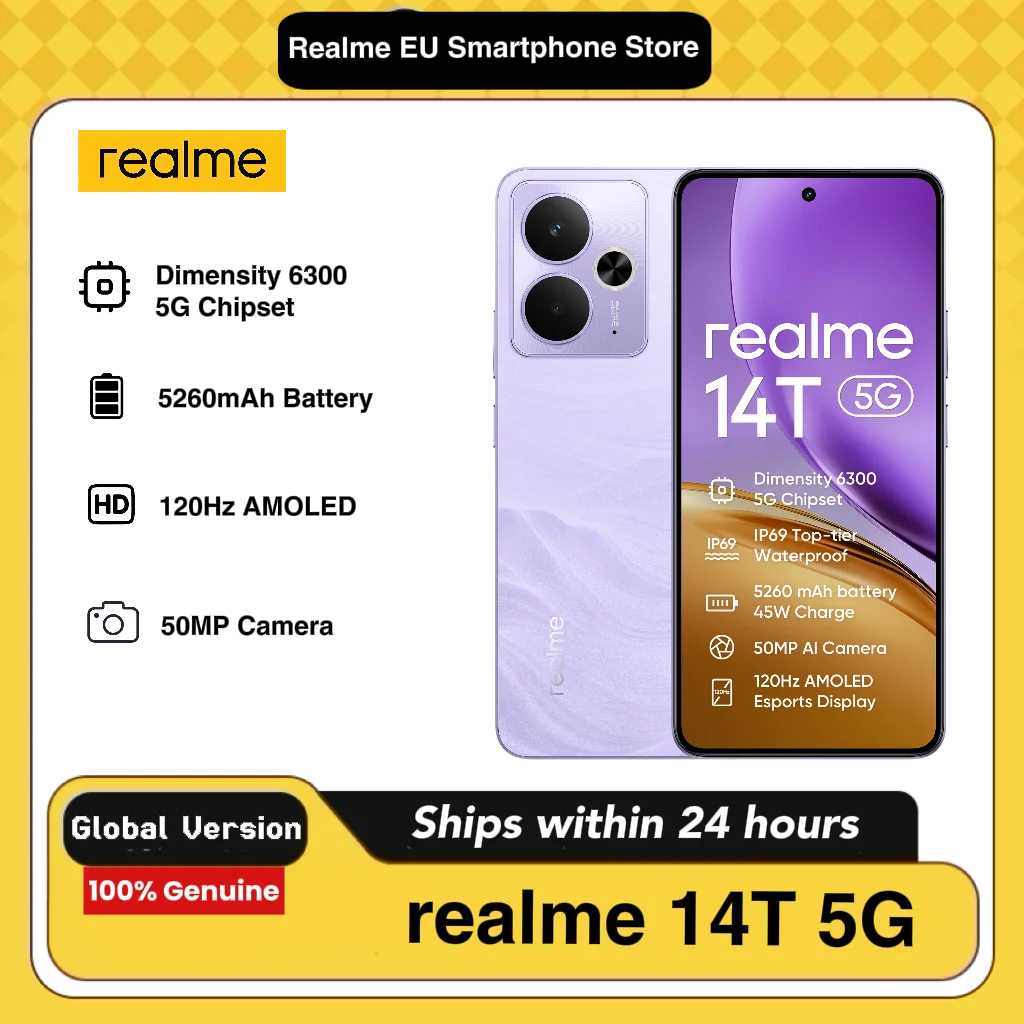 realme 14T 5G 8GB+256GB Smartphone, procesador Dimensity 6300, pantalla AMOLED …