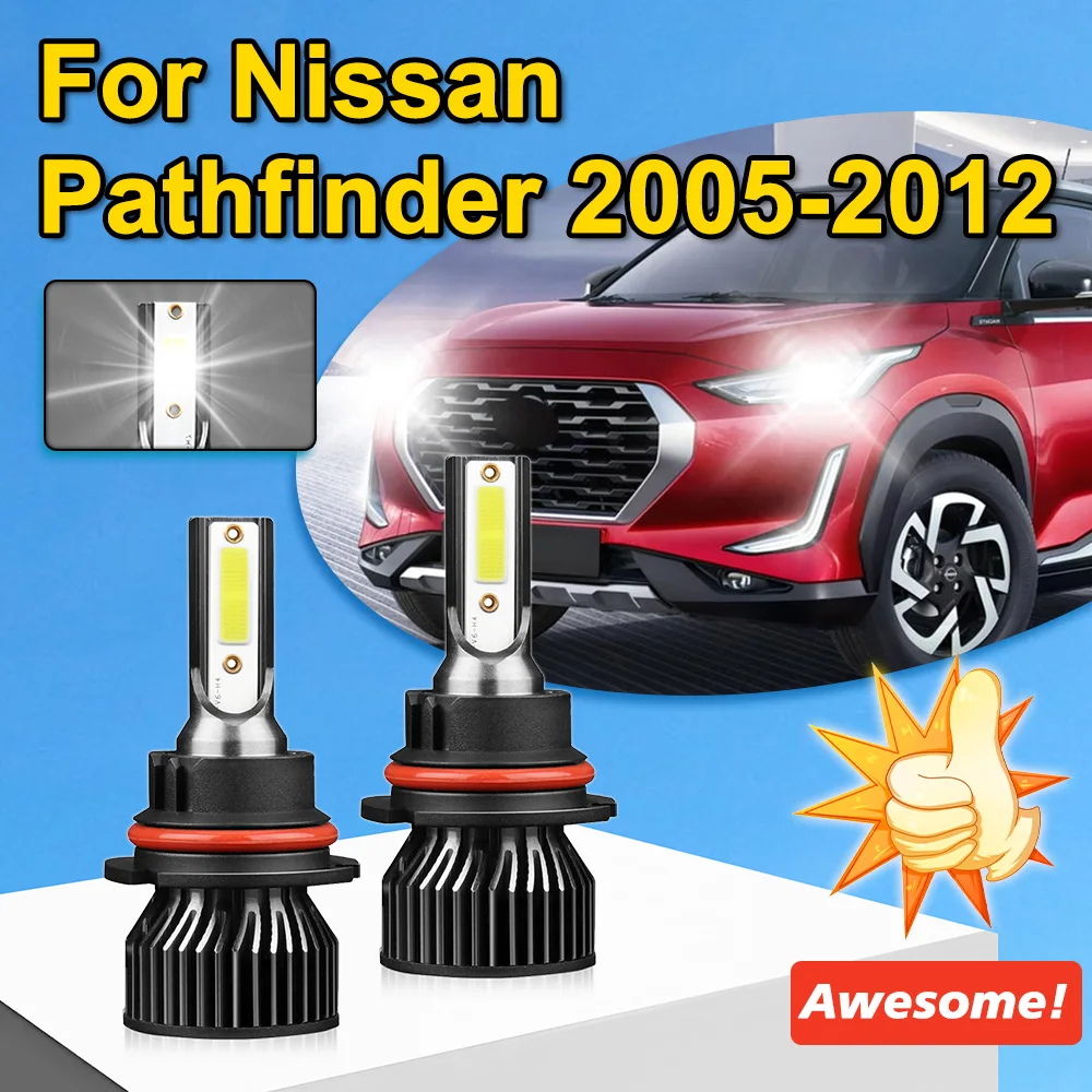 

2Pcs For Nissan Pathfinder 2005 2006 2007 2008 2009 2010 2011 2012 LED Car Headlight 9007 High Low Beam All in One