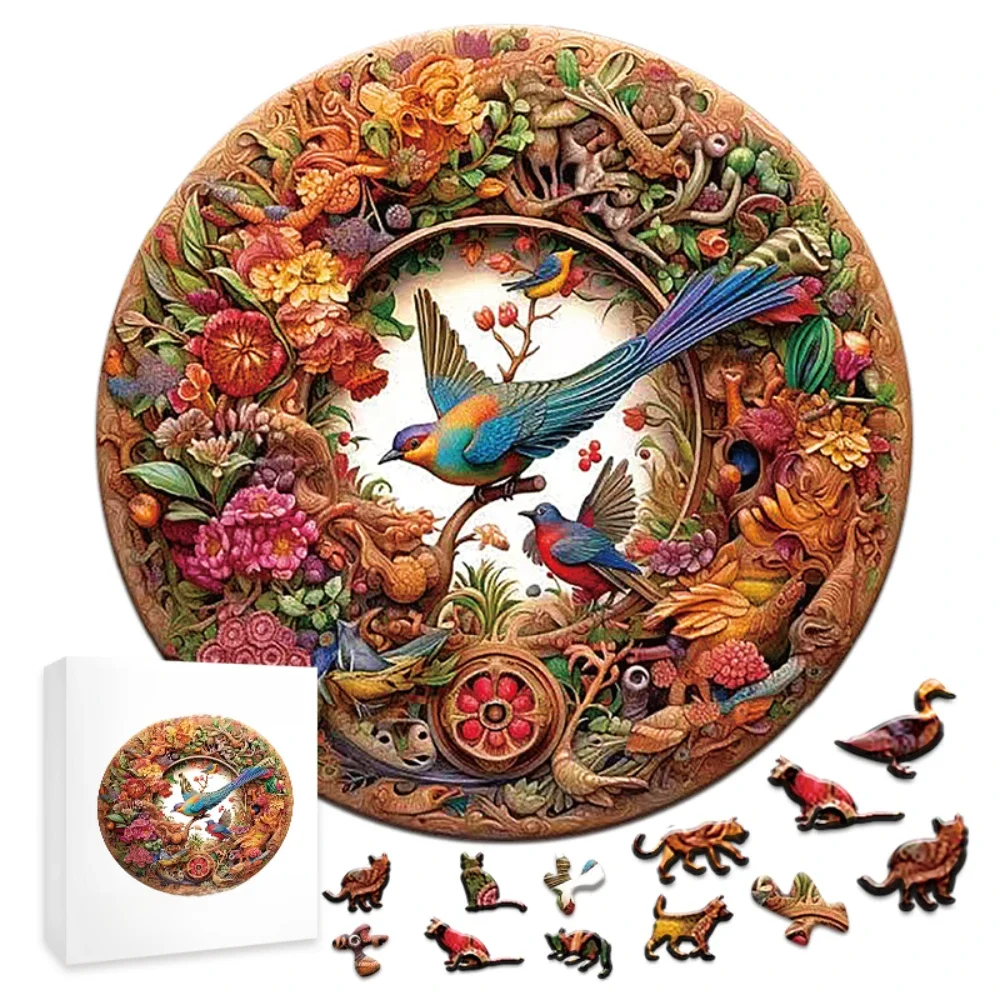 Puzzle animal en bois puzzle oiseau circulaire unique et mystérieux pour adultes ou enfants cadeau de vacances jeu interactif jouets en bois