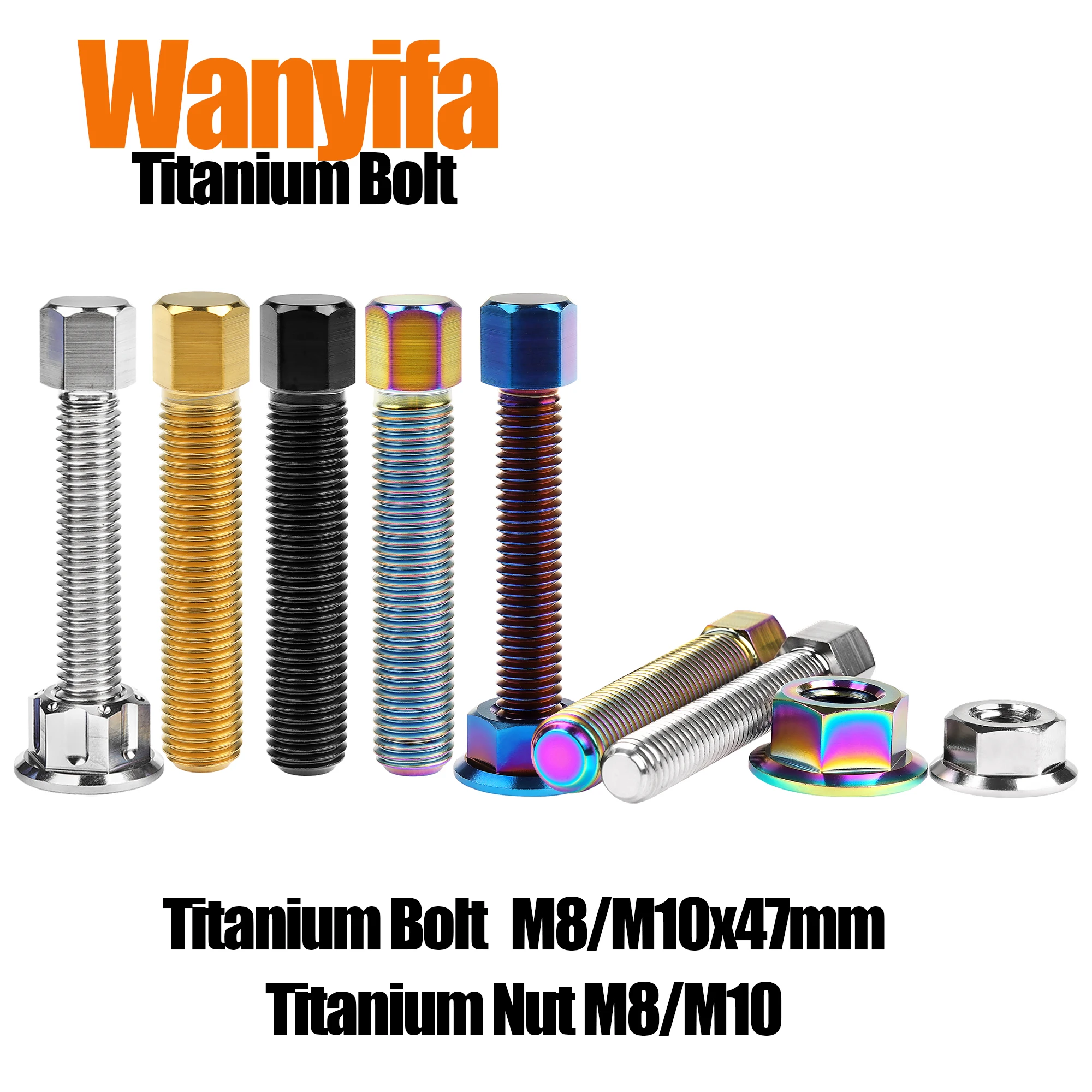 Wanyifa Titanium Bolt M8/M10x47mm Motorcycle Chain Adjustment Screws for Motocross Dirt Bike Swing ARM