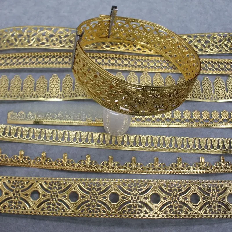 1 mètre bricolage hommes ton or alliage grande couronne ronde creux roi accessoire de cheveux pour Lolita fête d'anniversaire Base Halo