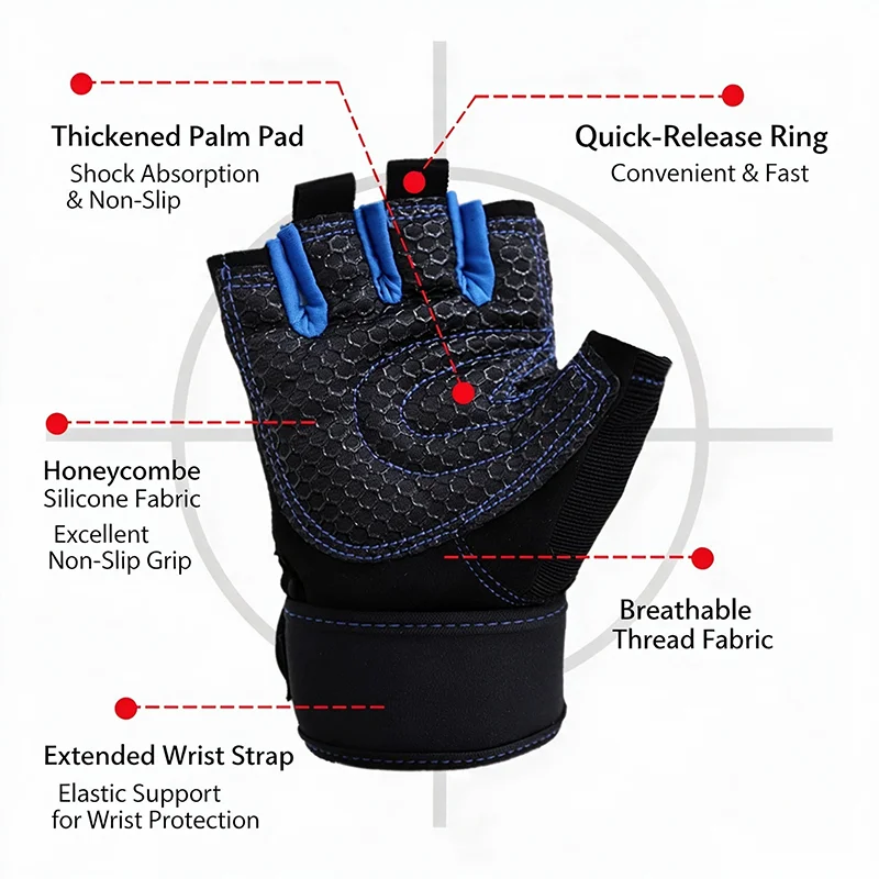 실리콘 손바닥 처리된 반장갑, 자전거용 짧은 장갑, 미 - Weightlifting Gloves 리뷰 및 가격