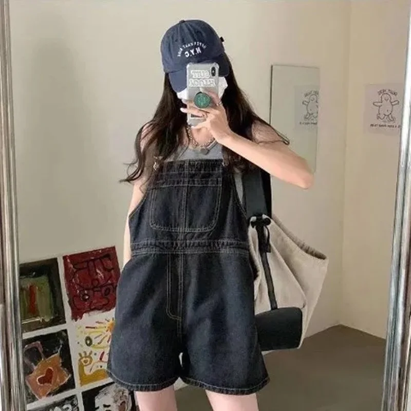 Denim Jeans Shorts Bib Pant Suspender Trouser Summer Casual Female Women Jeans One Piece Romper Overalls Jumpsuit Streetwear