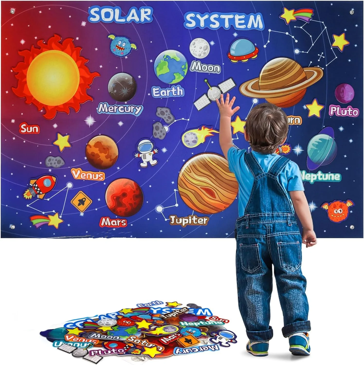 Montessori Felt Board Story Set Toys Preschool Learning Activities Board toys Outer Space Scientific Cognition Party Decorations