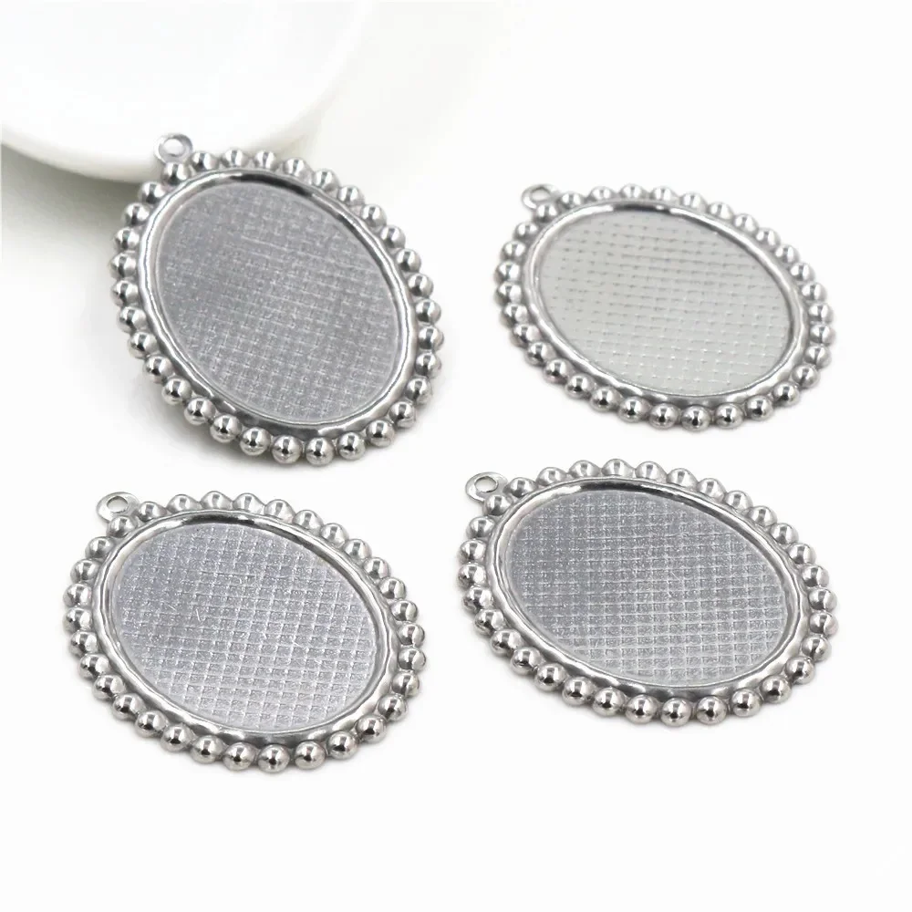 (Nigdy nie znikną) 10 sztuk 18x25mm wewnętrzna rozmiar ze stali nierdzewnej prosty styl Cabochon baza Cameo ustawienie wisiorek taca (T7-39) — zdjęcie 2