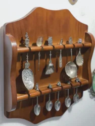 12 Holes Antique Pine Wood Spoon Holder Vintage Home Decoration