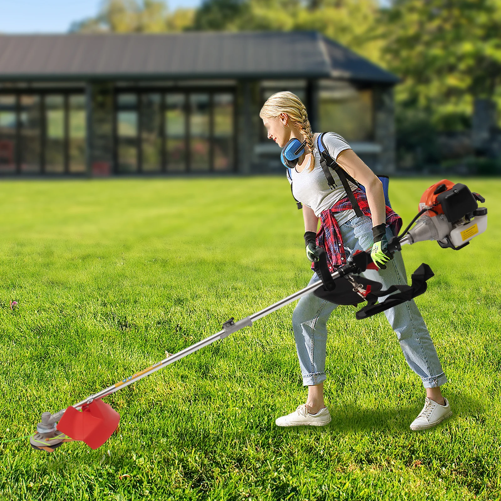 33cc Cordless Weed Eater Gas Powered, Lawn Edgers Lawn Edger, with Goggles, 2 Blade Heads, Handle & Shoulder Strap Included, for Agriculture Forestry Landscaping