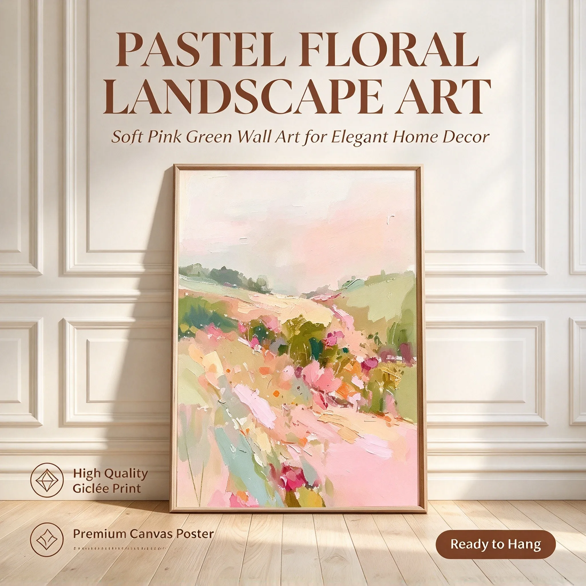Abstract Landscape Canvas Print Pink Floral Wall Art Unframed Painting for Bedroom Living Room Decor Gift Wall decoration