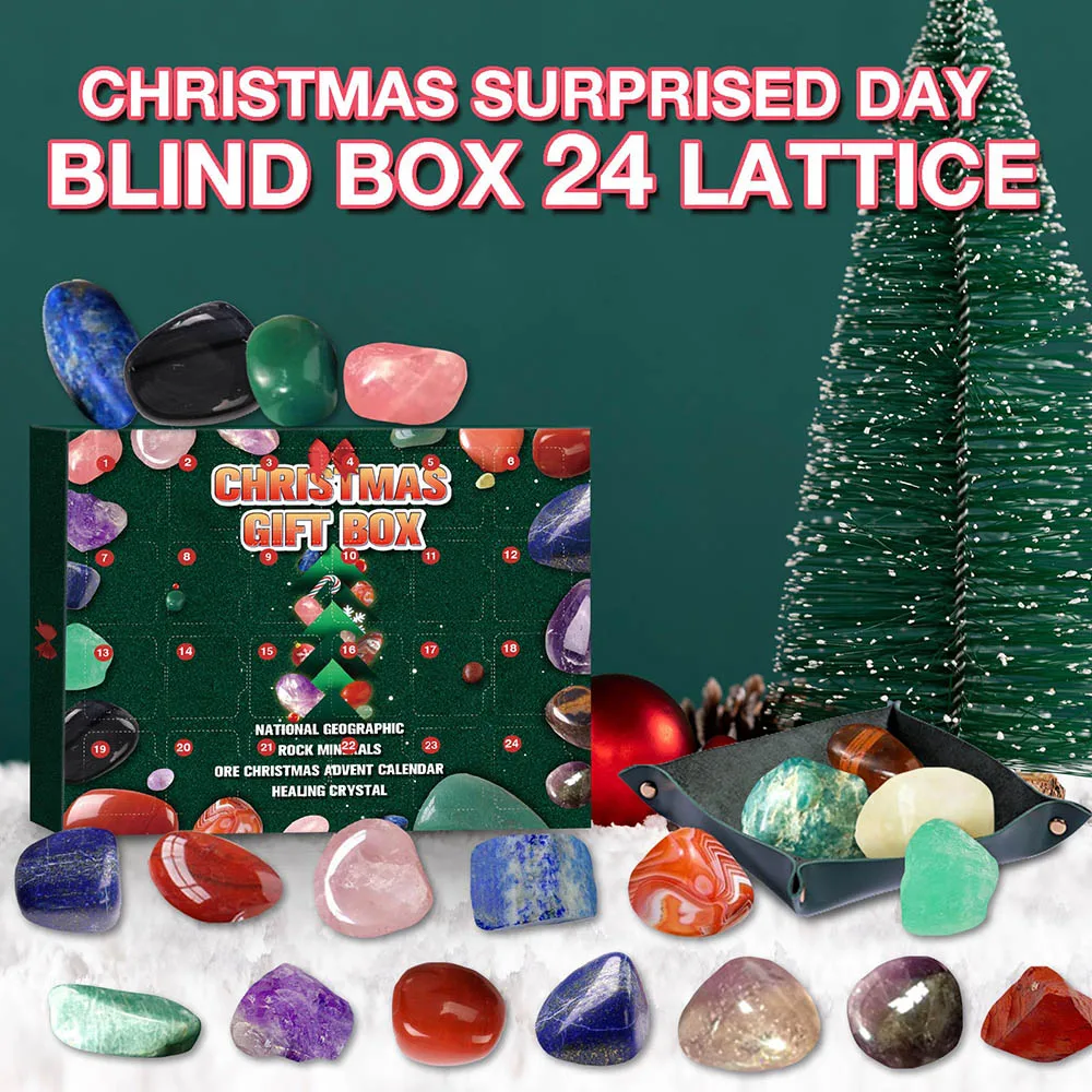 

24 Days Christmas Advent Calendar Box Rocks Minerals Ore Decoration Xmas Countdown Calendars Surprise Christmas Gift