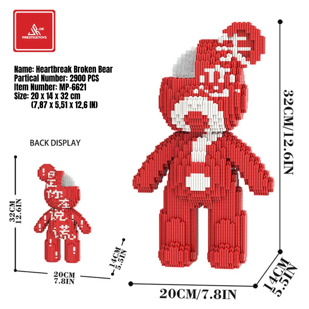 32cm Premium Beren Kunstbeeld Bouwstenen - Modern Pop-Art Graffiti & Astronaut Design Figuur, Luxe Bureau Ornament, Volwassen Collectible Speelgoed (EU Voorraad)