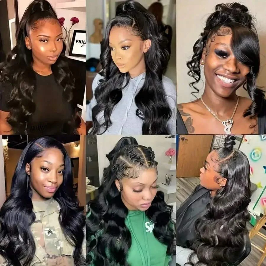 36 بوصة 13x6 HD الدانتيل الباروكات الأمامية شعر الإنسان الجسم موجة باروكة من شعر طبيعي للنساء 200% الكثافة قبل قطعها مع شعر الطفل