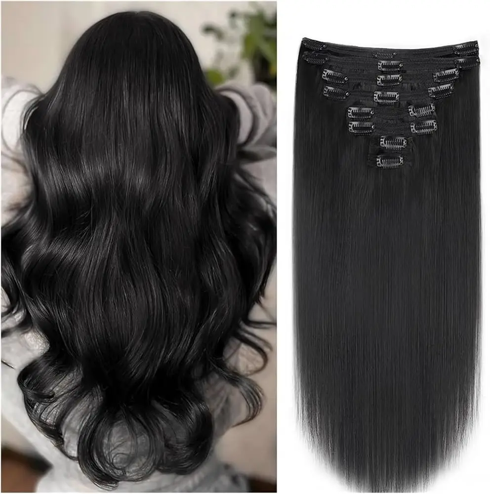 

Silky Straight Clip In Hair Extensions Full Head For Women 120G Per Pack Brazilian Remy Human Hair 8 pcs Extensions 18 Clips