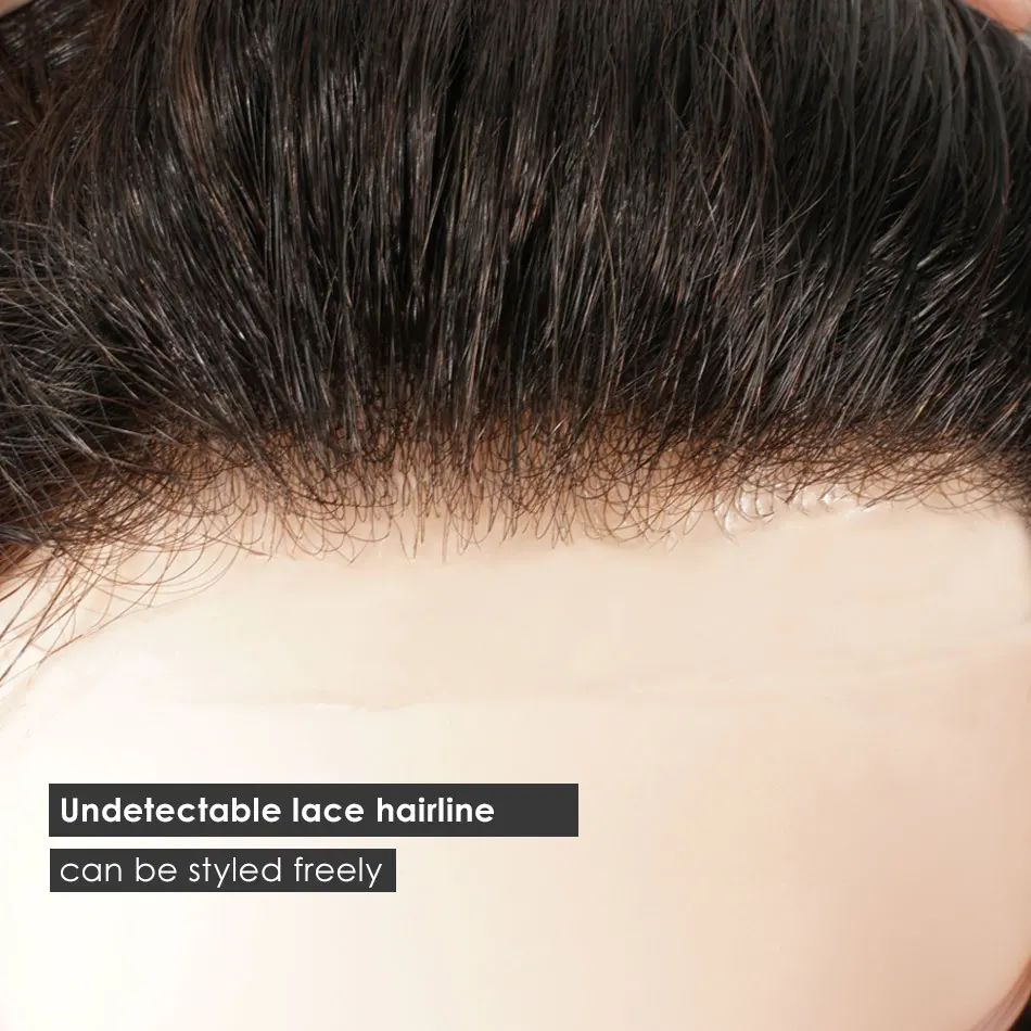 Hairpiece 100% มนุษย์ธรรมชาติวิกผมผู้ชายขาเทียมด้านบน PU Toupee Hair เปลี่ยนระบบหน่วยผม Patch สำหรับชาย