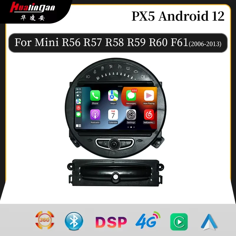 Hualingan Car Stereo for Mini Cooper R55 R56 R57 R55 R58 R59 R60 R61 8” Car Multimedia DVD 4+64G Stereo Player GPS Carplay Auto