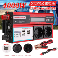 4000W 3000W Power Inverter DC 12V To AC 220V 230V Transformer with 4 USB EU Socket Charge with LED Display for RV Phone Car