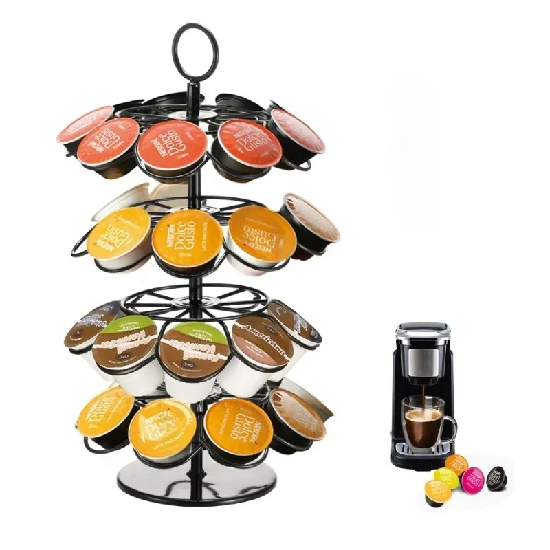 Porte-capsules de café rotatif en métal, présentoir de dosettes de café, capacité de 36 tasses pour K-CUP pour les amateurs de café Dolce Gusto