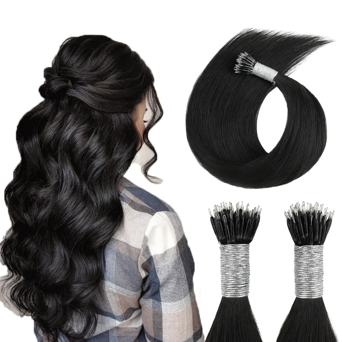 

Sixstarhair 50 прядей, 100% прямые человеческие волосы Remy, 50 г, 16/18/20/22/24 дюйма, нано-кольца, наращивание человеческих волос для женщин