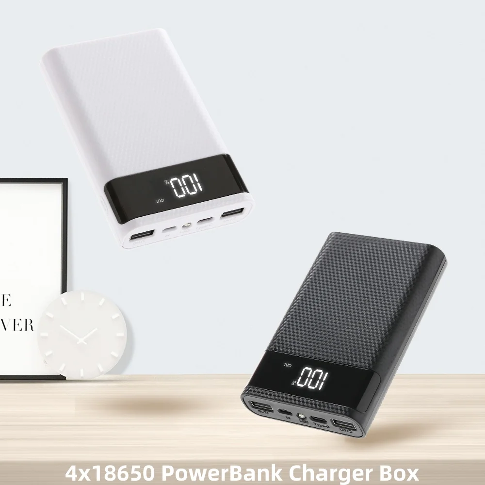 5V 2A 4*18650 Power Bank Case Phone Charger DIY 18650 Batteries Storage Box for iPhone Xiaomi Samsung 15000mAh Without Battery