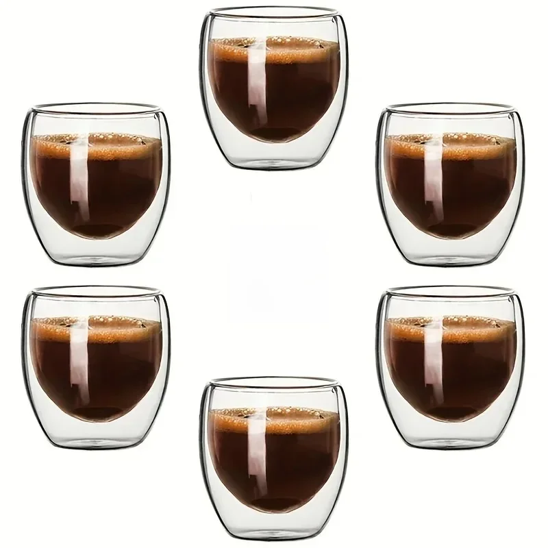 250/6pc 80ml/350ml/450ml/ml doppelwandiger Glas becher Wärme isolierung klare Tee-Getränke tasse