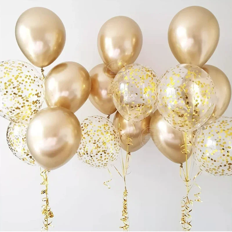 Ballons confettis en Latex or chromé, 20 pièces, décorations de fête d'anniversaire pour enfants, adultes, garçons et filles, fournitures de réception-cadeau pour bébé et mariage