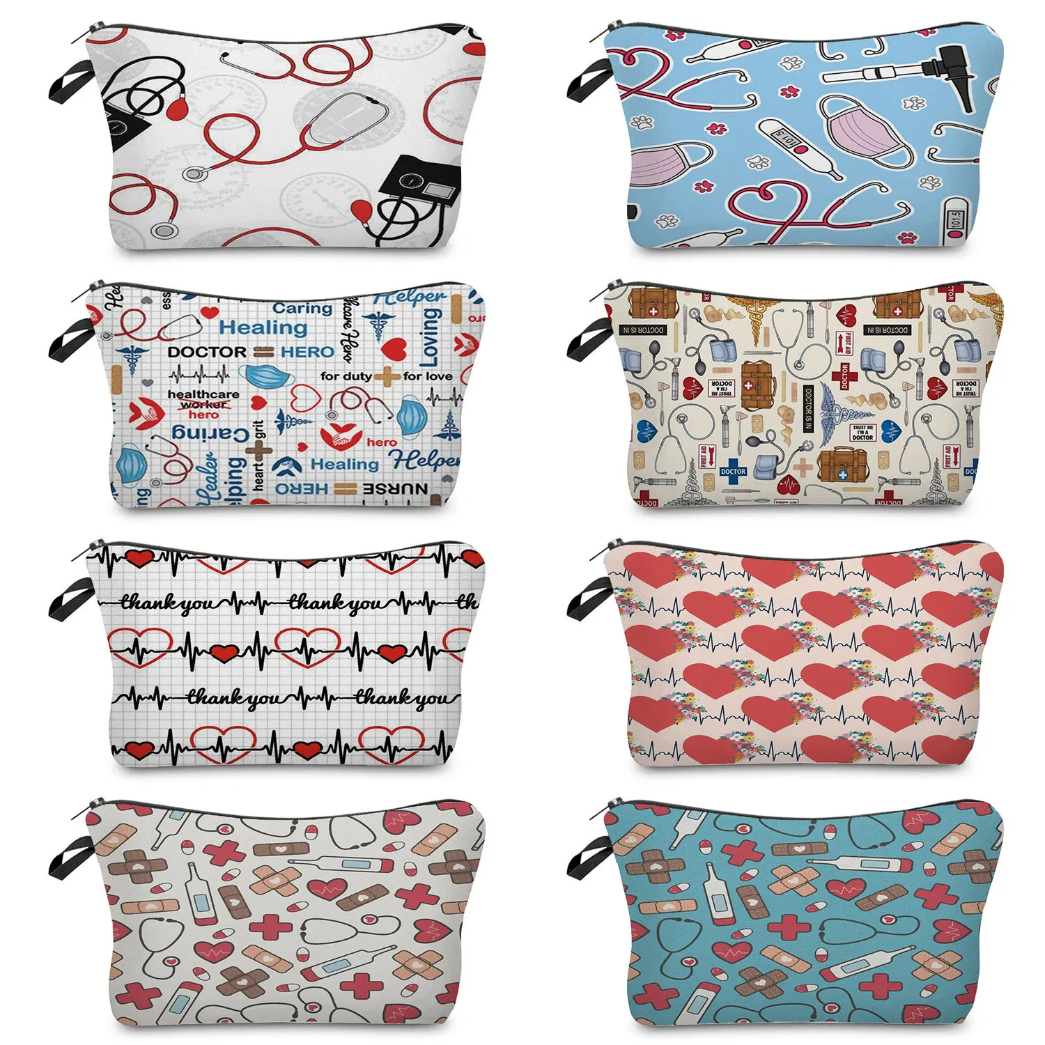 Lipstick Organizer Cases Fashion Makeup Pouch Hand Travel Bag Zipper Clutch Cartoon Nurse Doctor Women Cosmetic Bag Phone Purse