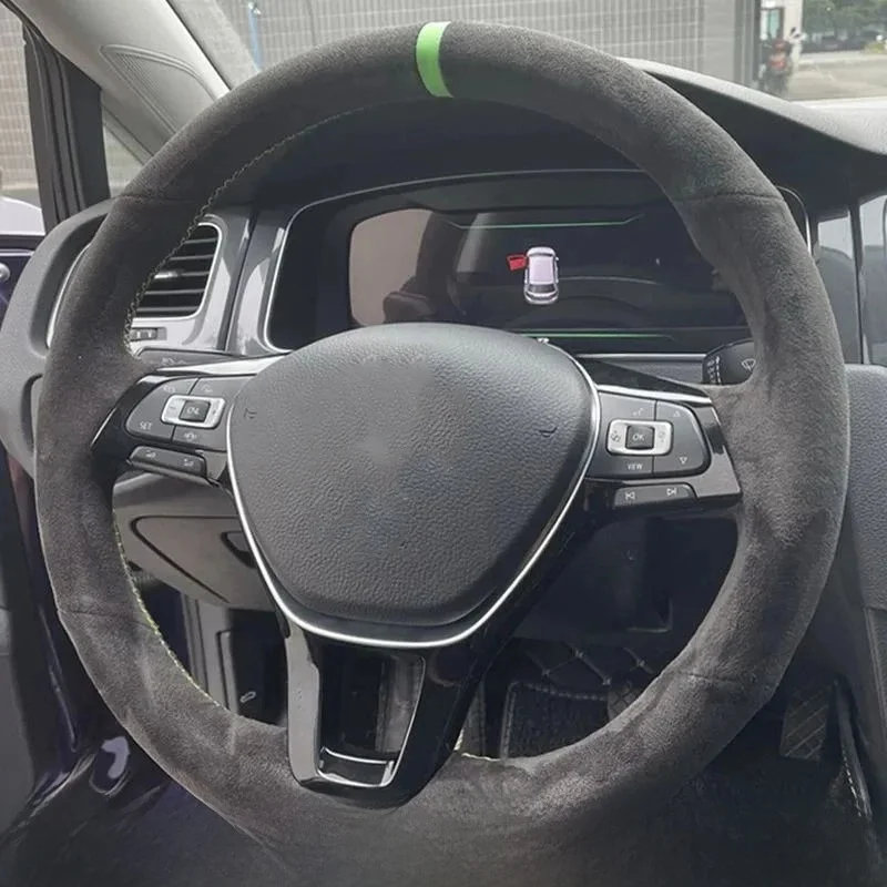 Housse de volant de voiture personnalisée, antidérapante, en daim noir, pour Volkswagen VW Golf 7 Mk7 Touran Up New Polo Jetta Passat B8 Tiguan
