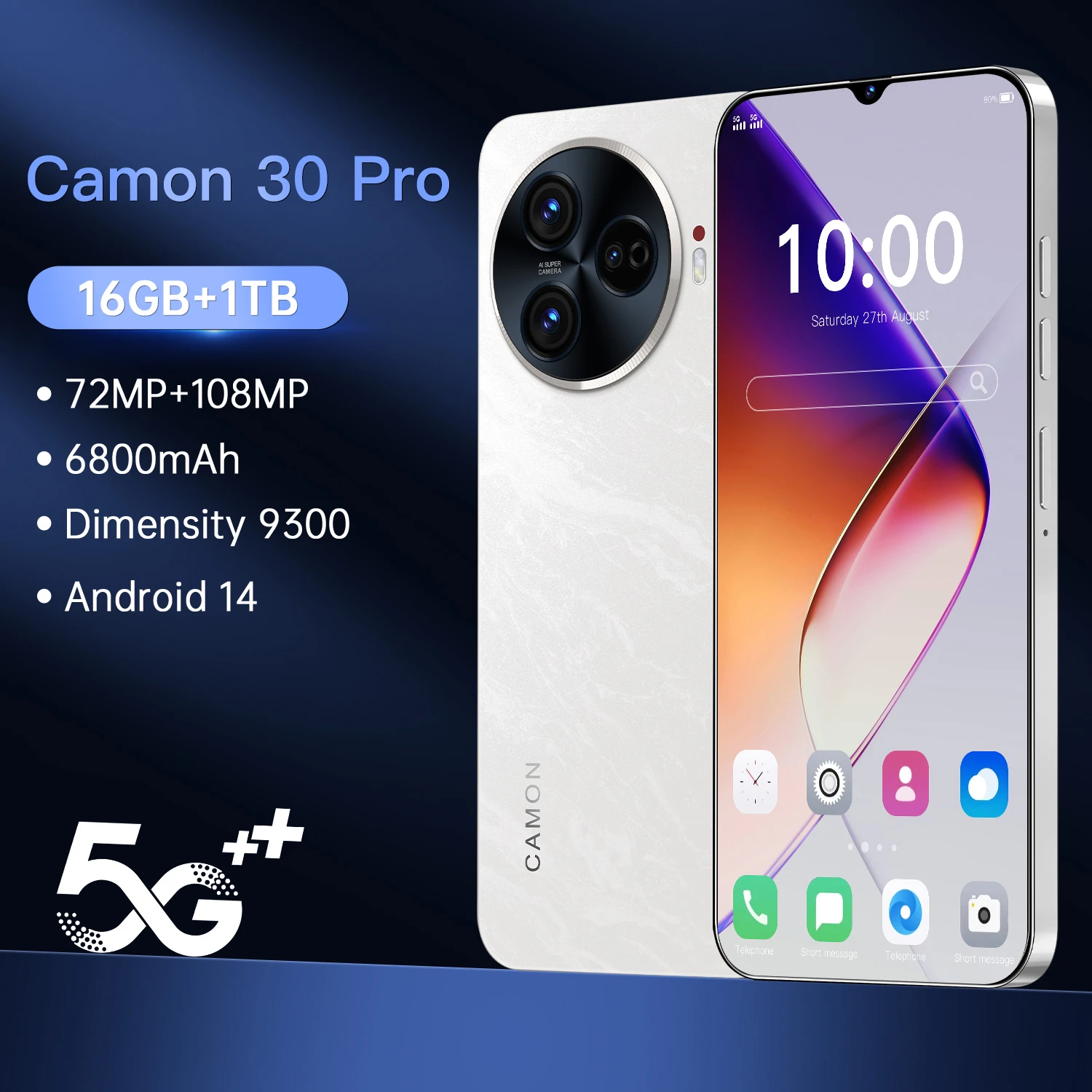 

New HOT 2025 Camon 30 Pro Original Intelligent 5G Dual Card Dual Standby Android14 System Global Version 6800mAh Battery