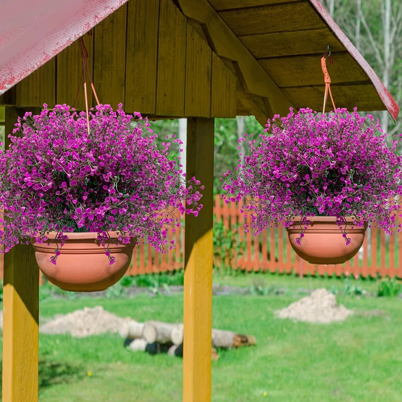 12 Bündel künstliche Blumen für den Außenbereich, UV-beständige Kunststoffsträucher, dekorative Pflanzen für Gartenkanten, Fensterkästen, gefälschtes Grün – Detail 6