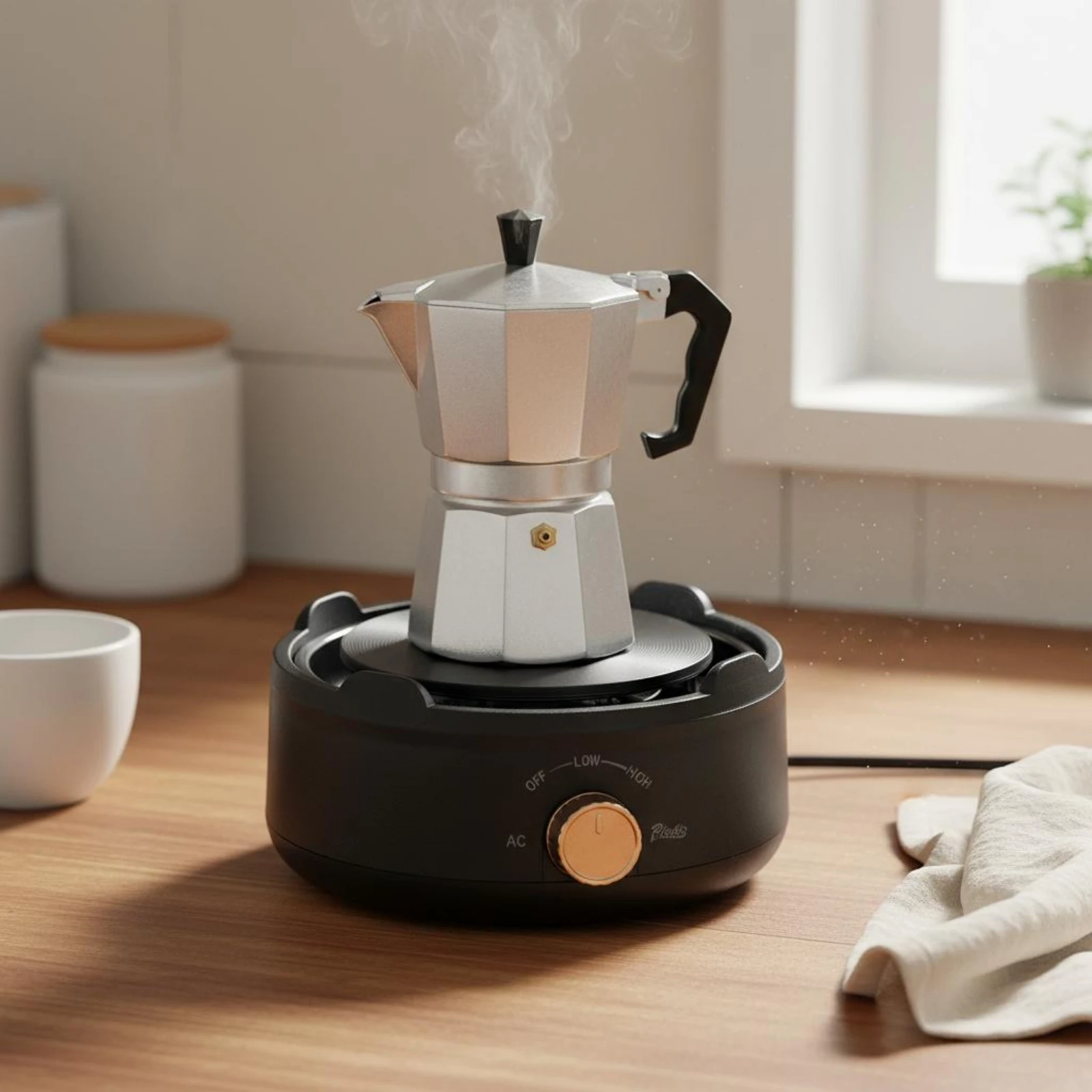 Espresso Pot Electric Heater Multi-Functional Portable Coffee Stove Compact Design Mini Electric Stove for Dorm Room, Office