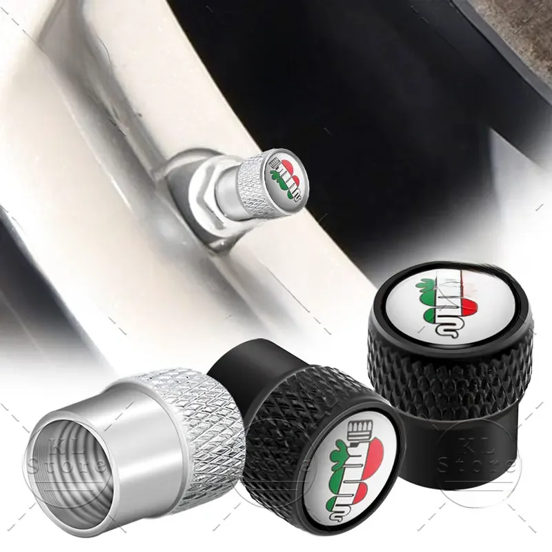 Bouchons de Valve de pneu de roue en métal, Logo extérieur de voiture, couvercle anti-poussière pour Alfa Romeo Sportiva 159 Stelvio Giulia Giulietta 4 pièces