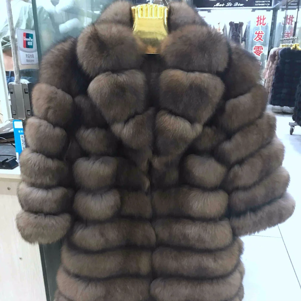 2026 Suit Collar Winter Real Fox Fur Coat Thick Warm Sable Women's Light Brown Long Jacket The Fox Fur Coat