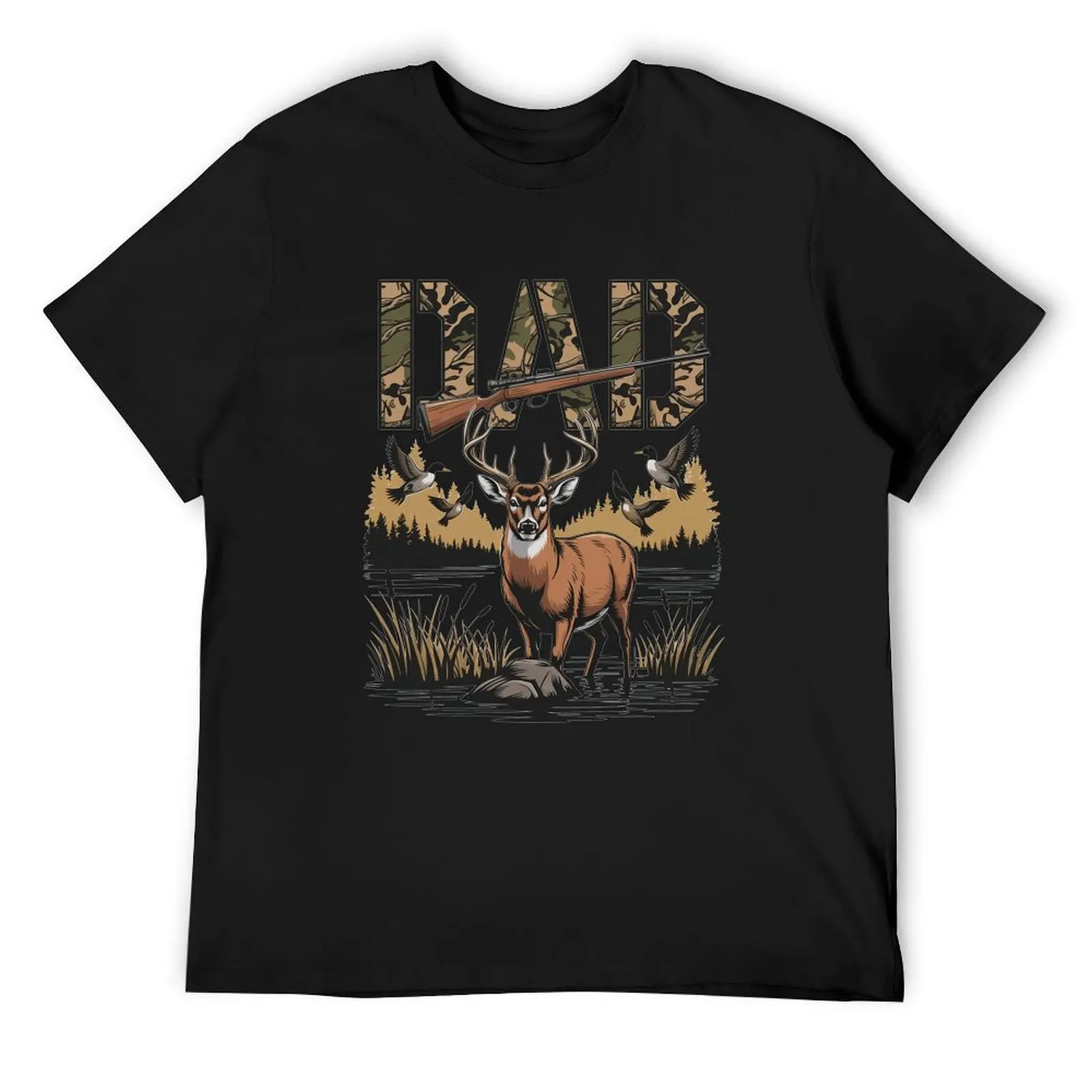 Rustic Wetland Reed Duck Hunting Slogan Black Tee Female Duck Hunter Farm Daily Wear Cotton Shirt
