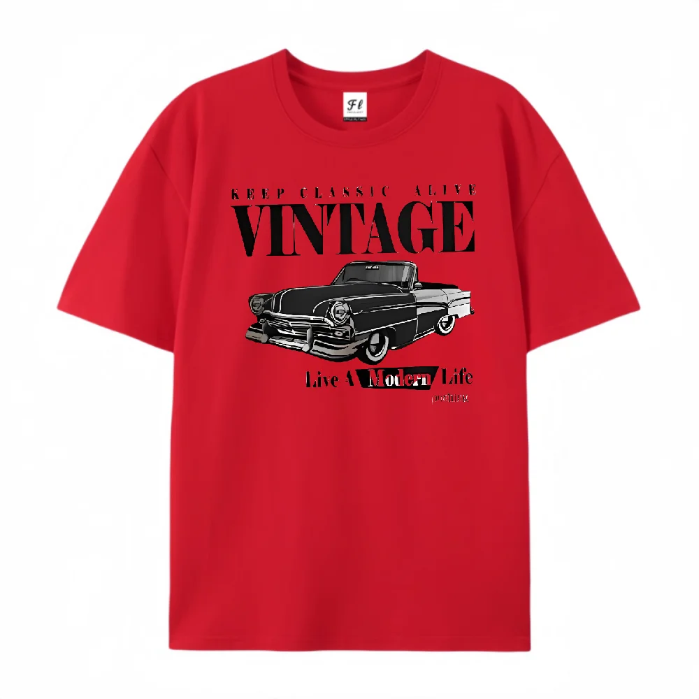 

Vintage Car Graphic Tee Wholesale Relaxed Fit Crew Neck Short Sleeve Top With Classic Auto Design Comfortable Daily Casual Wear