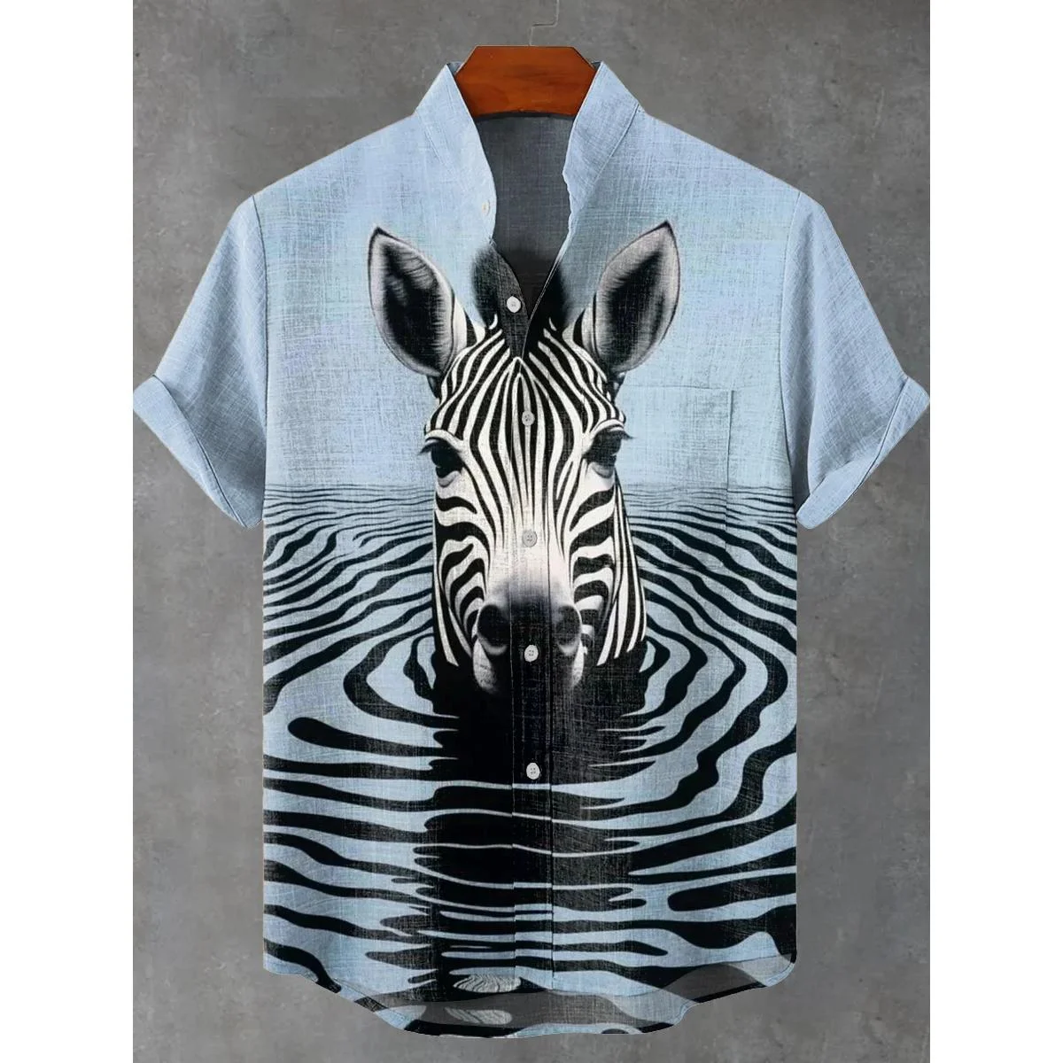 

Summer Men's New Phantom Zebra Decorative Pattern 3D Printed Casual Fashion Hawaiian Breathable Linen Short Sleeve Shirt
