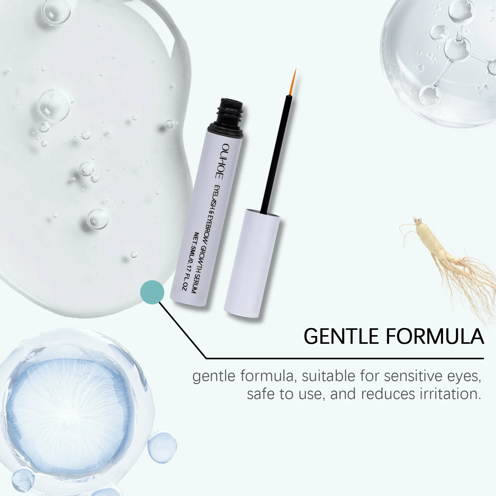 Ouhoe 5ml Serum Wzmacniające Rzęsy Wydłużające Rzęsy Brwi Pogrubiające Makijaż Przedłużanie Odżywcze Serum na Porost Rzęs