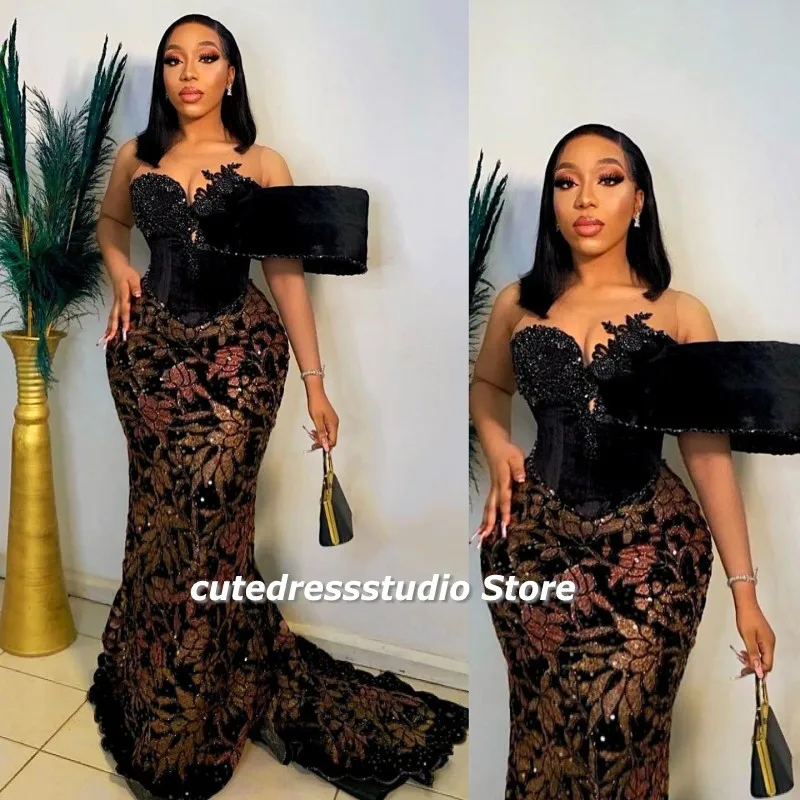 Formal Aso Ebi Evening Dresses One Shoulder Sequin African Mermaid Porm Gowns For Women Wedding Party Dress 2024 Customized