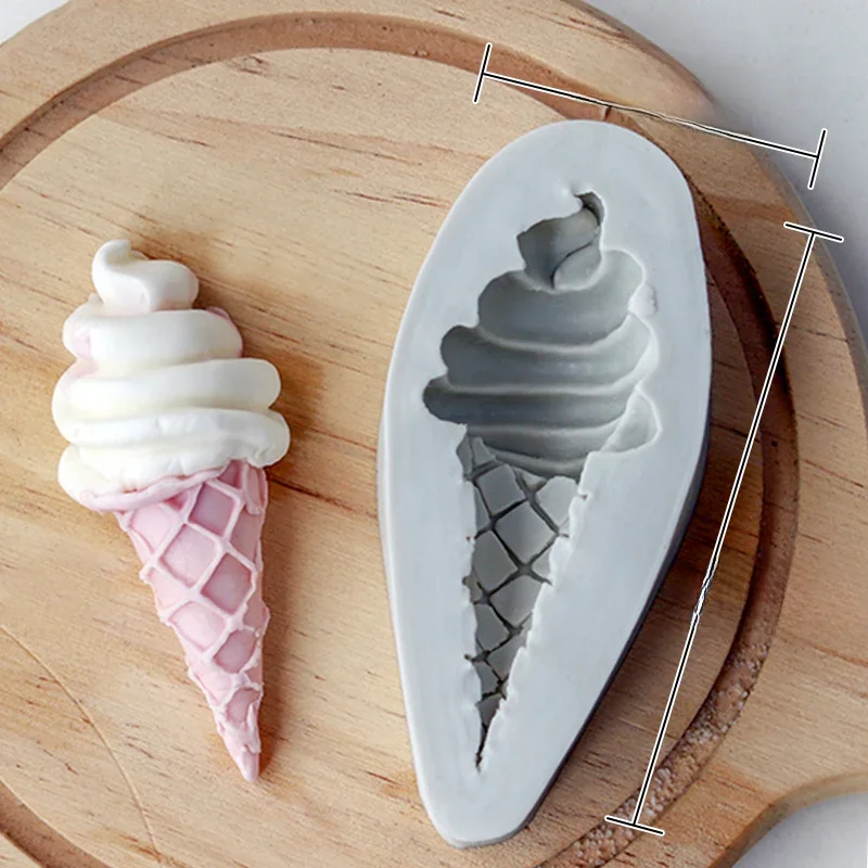 Cône de crème glacée, fondant au chocolat, moule en silicone, gâteau d'anniversaire pour bébé, ornements décoratifs enfichables