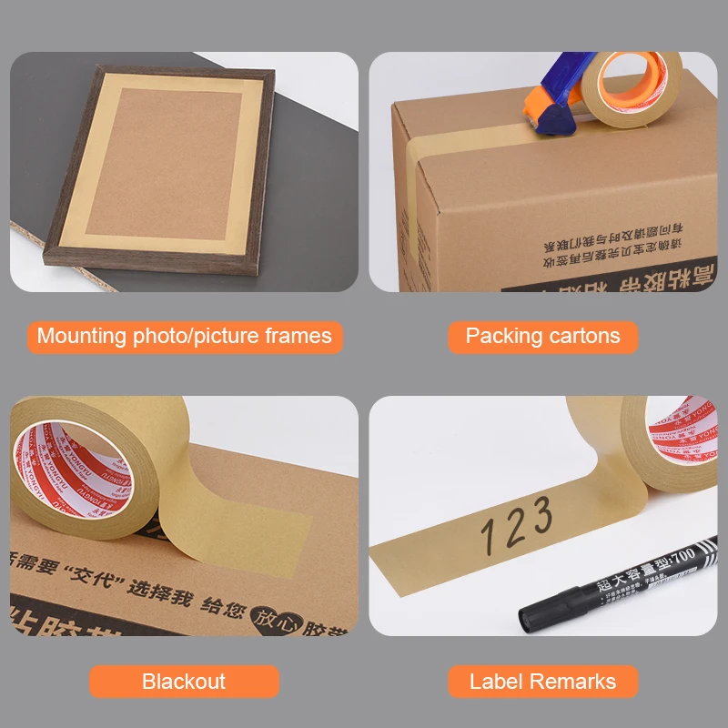 Packing Packaging Kraft Paper Gummed Tape for Masking,Moving,Shipping Carton Sealing Tape,Picture Frame Backing Tape