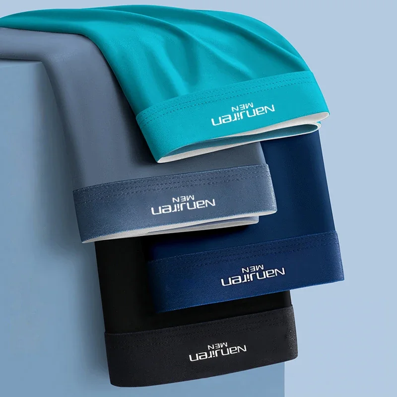 4 piĂšces Boxer Shorts hommes glace sous-vĂȘtements en soie hommes caleçons respirant Sexy mince culotte U convexe Lingerie vente en gros Lots L-6XL