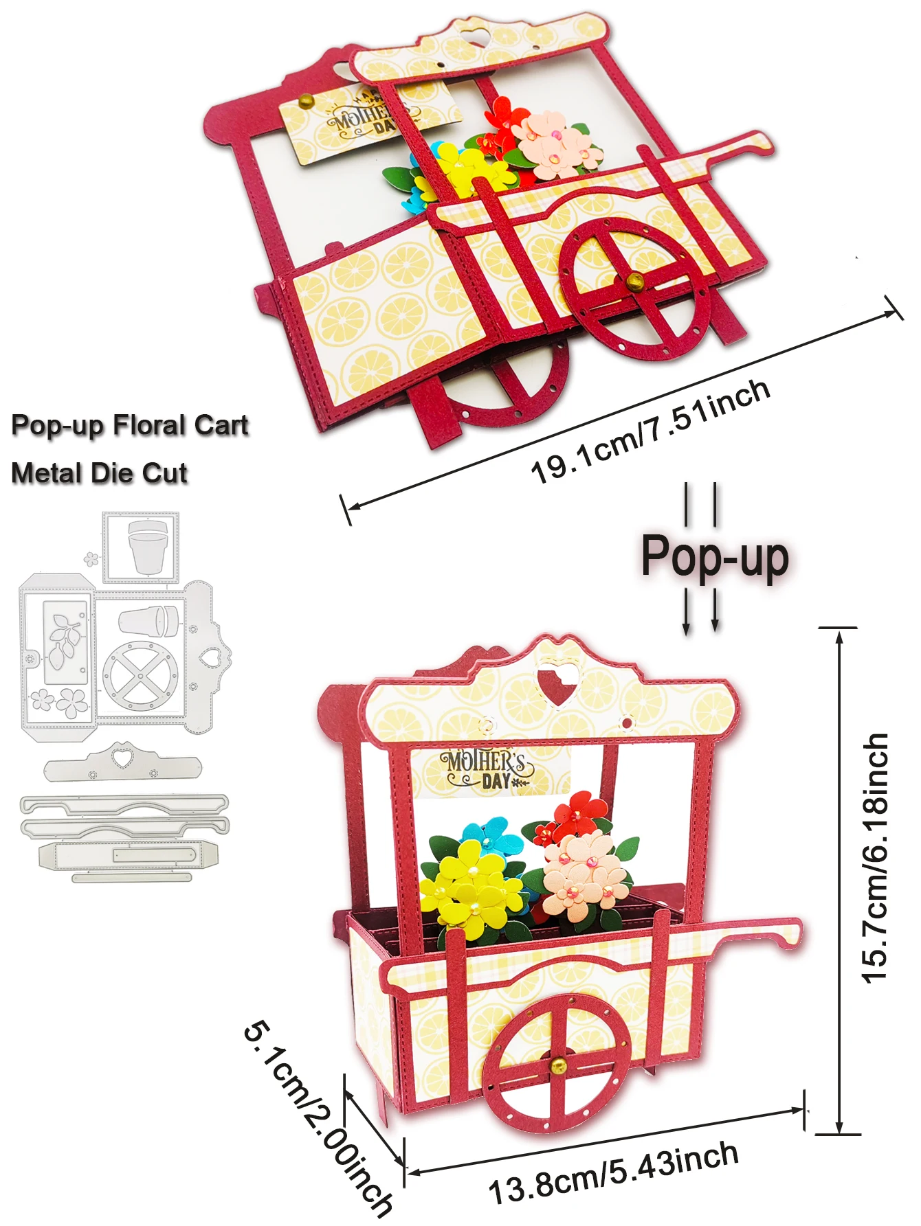 Alinacutle wykrojniki do cięcia metalu 3D wózek na kwiaty Booth papier do scrapbookingu Craft Handmade dziurkacz karty albumu nóż artystyczny