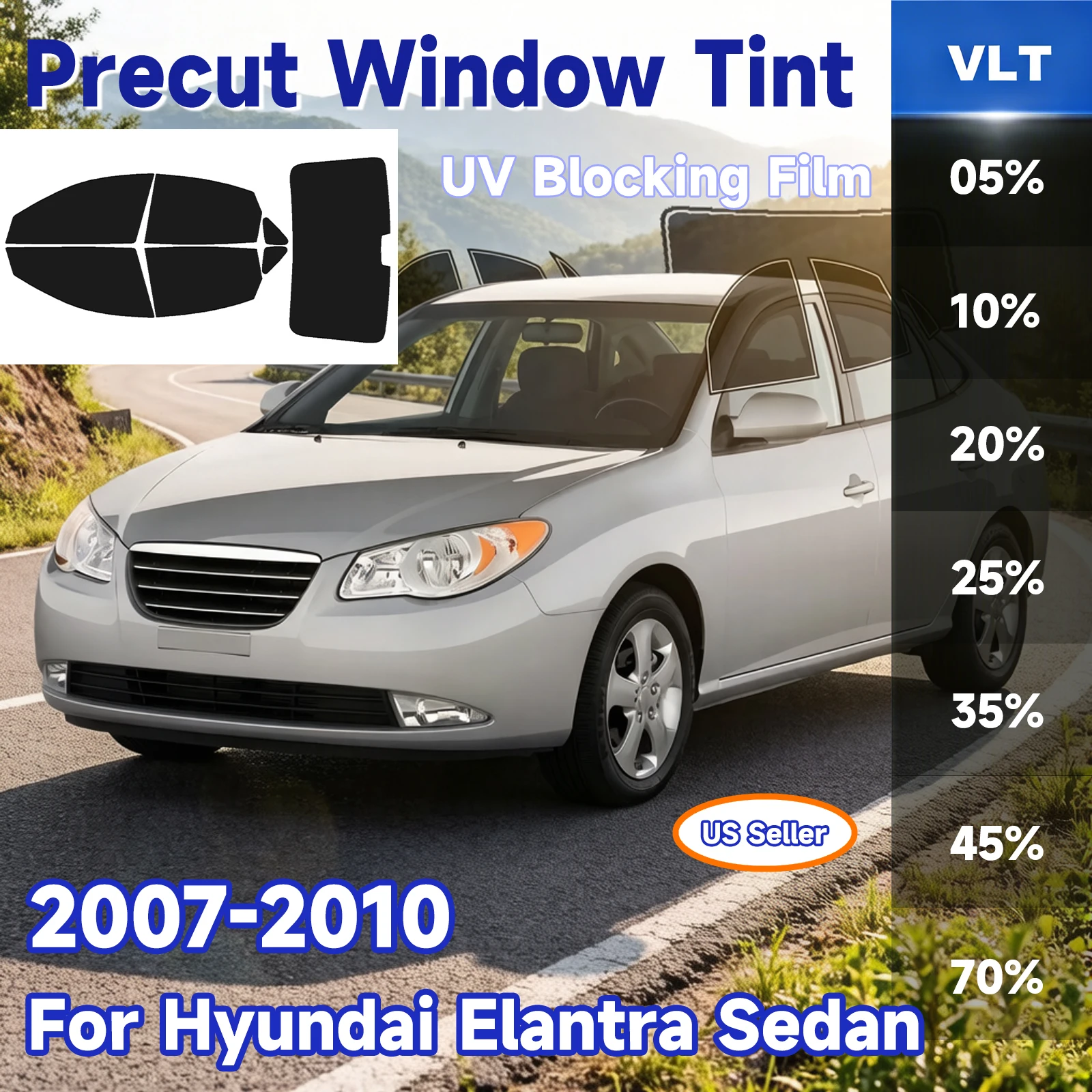 

Custom Car Window Tint Sunshade For Hyundai Elantra Sedan 2007-2010 Accessories All Sides Front Windshield Protector Films Shade