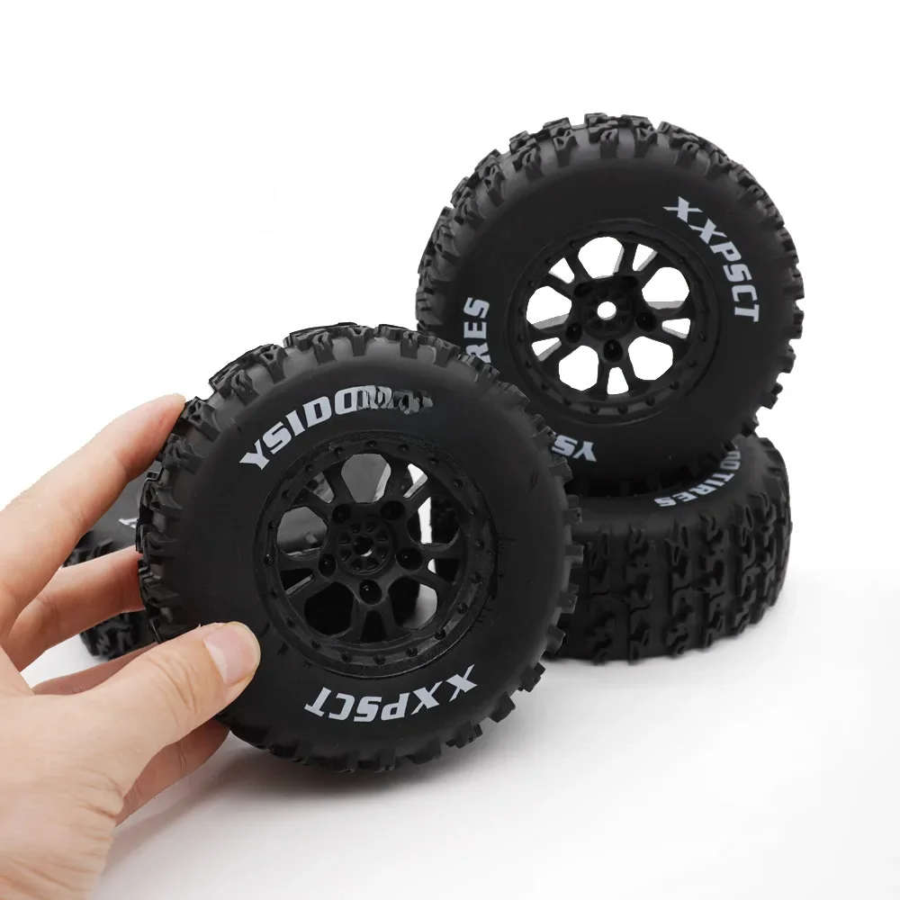 YSIDO 4 stuks 110mm 1/10 Korte Cursus Truck Banden Wiel Met 12mm Hex Voor Slash Arrma Senton HuanQi 727 Vkar 10sc Hpi Rc Auto - afbeelding 2