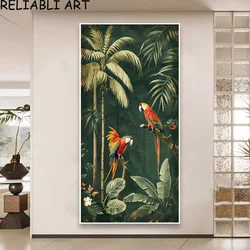 Green Leaves Parrort Animal Poster and Prints Nordic Style Canvas Painting Wall Art Pictures For Living Room Home Decor No Frame