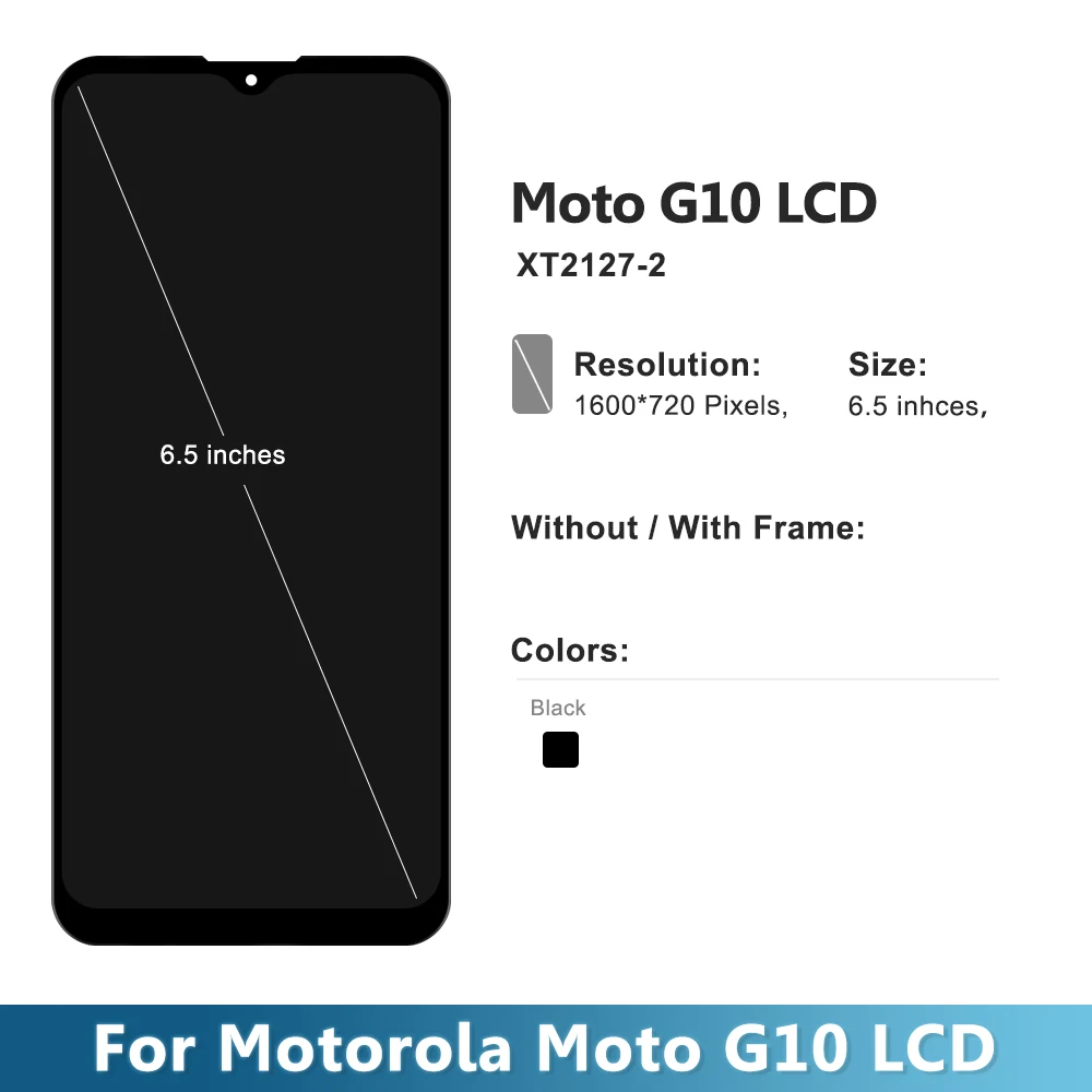 6.5'' For Motorola Moto G10 LCD XT2127-2 Display Touch Panel Screen Digitizer For Moto G20 LCD G30 XT2129-1 Display With Frame